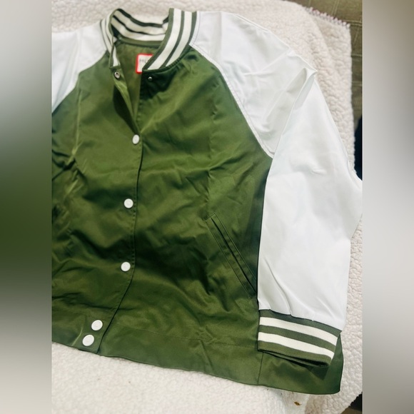 Hunter Target Olive Green White Varsity Swing Jacket Womens Size XL NEW - Picture 8 of 12